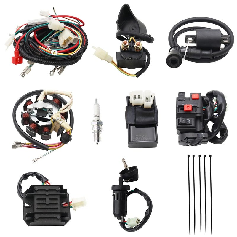 PRO BAT Full Electric Wiring Harness Wire Loom CDI Coil 8 Pole Stator Assembly For 4 Wheelers Stroke ATV Quad Pit Dirt Bike Buggy Go Kart 150cc 200cc 250cc 300cc Compatible with Zongshen Lifan YX - Image 1